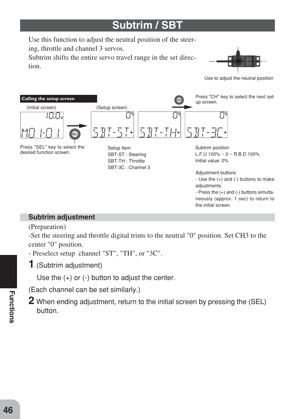 Subtrim / sbt | Futaba 3PM FM, FS, FS Pro User Manual | Page 45 / 60