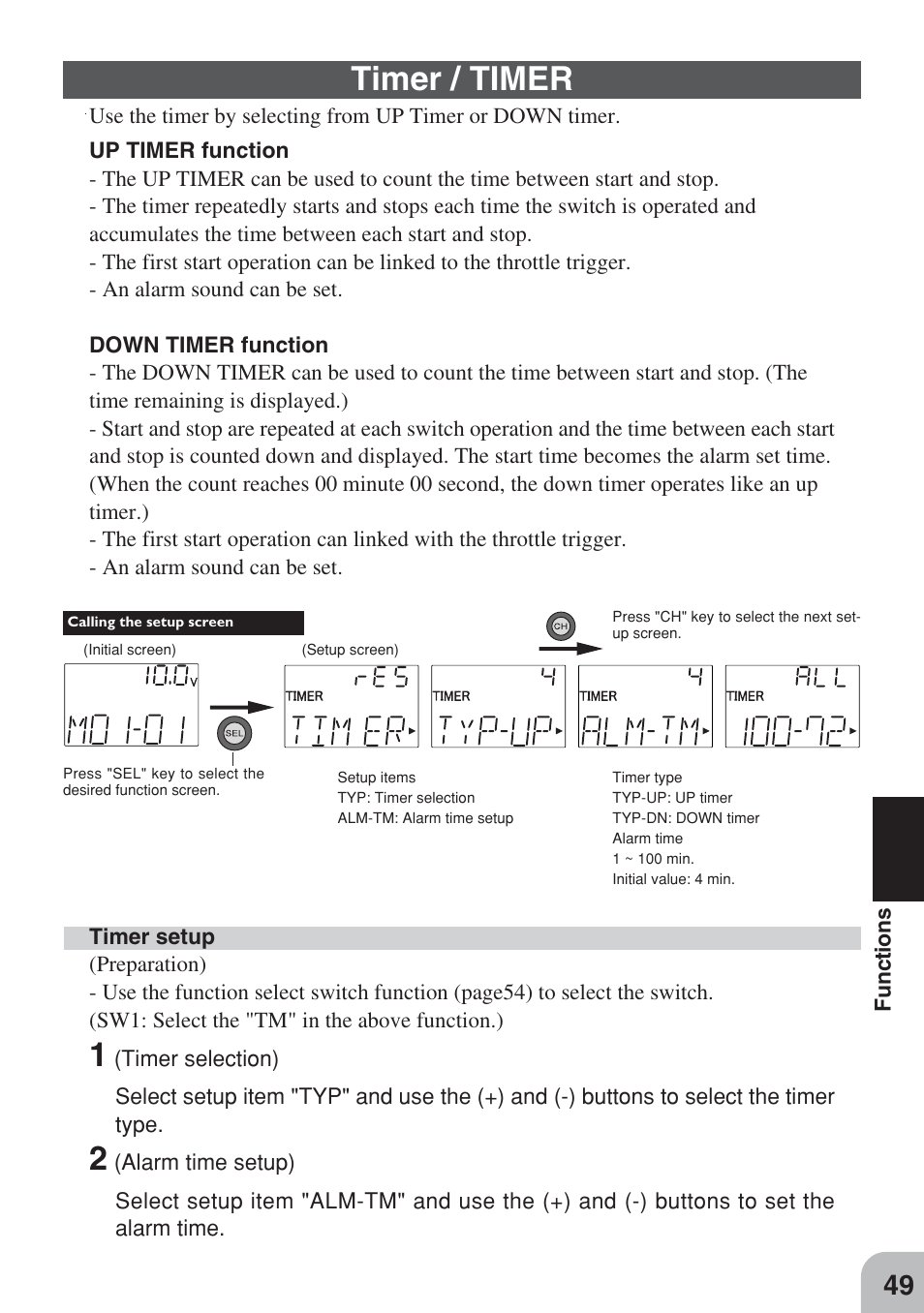 Timer / timer | Futaba 3PM FM, FS, FS Pro User Manual | Page 48 / 60