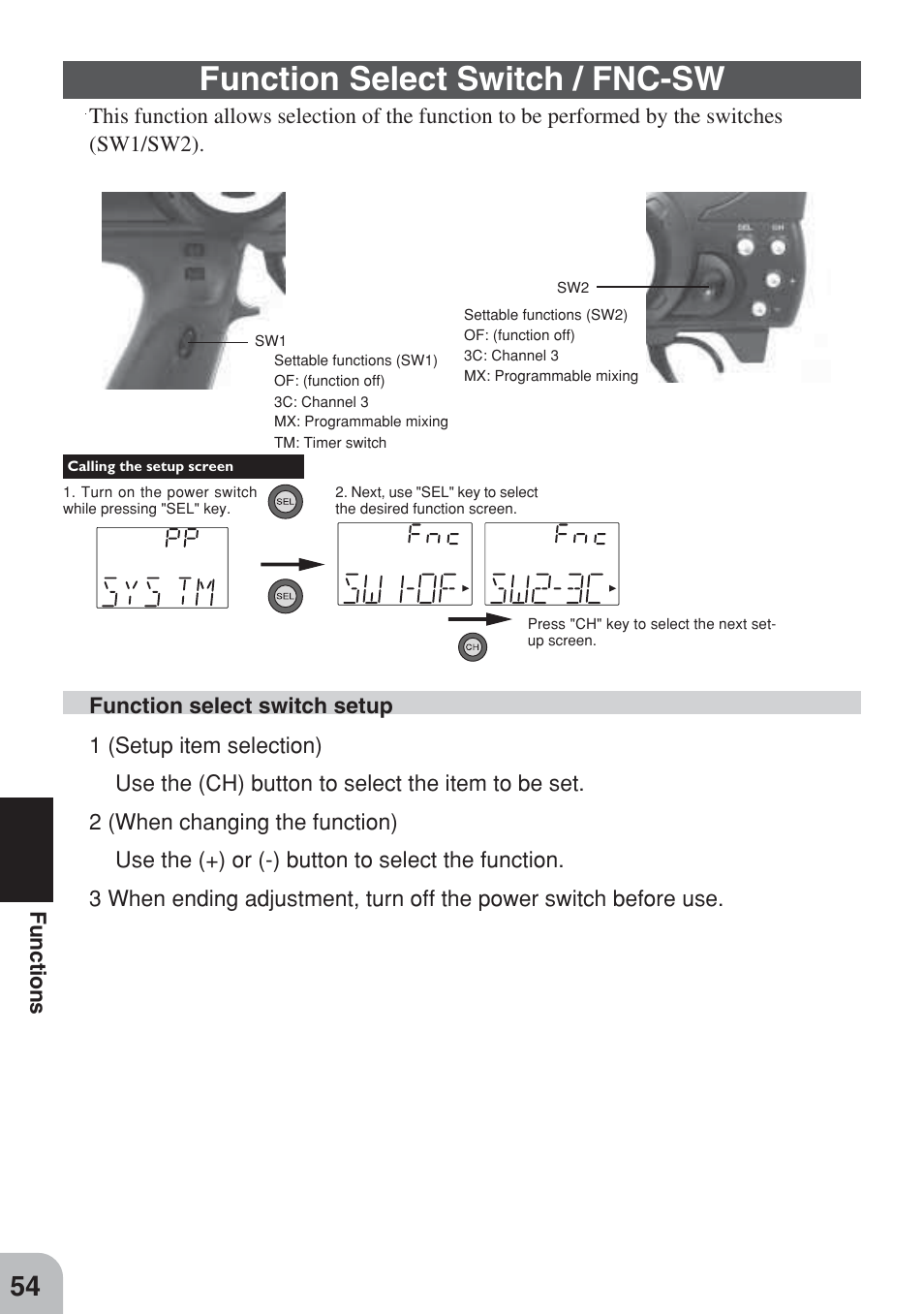 Function select switch / fnc-sw | Futaba 3PM FM, FS, FS Pro User Manual | Page 53 / 60