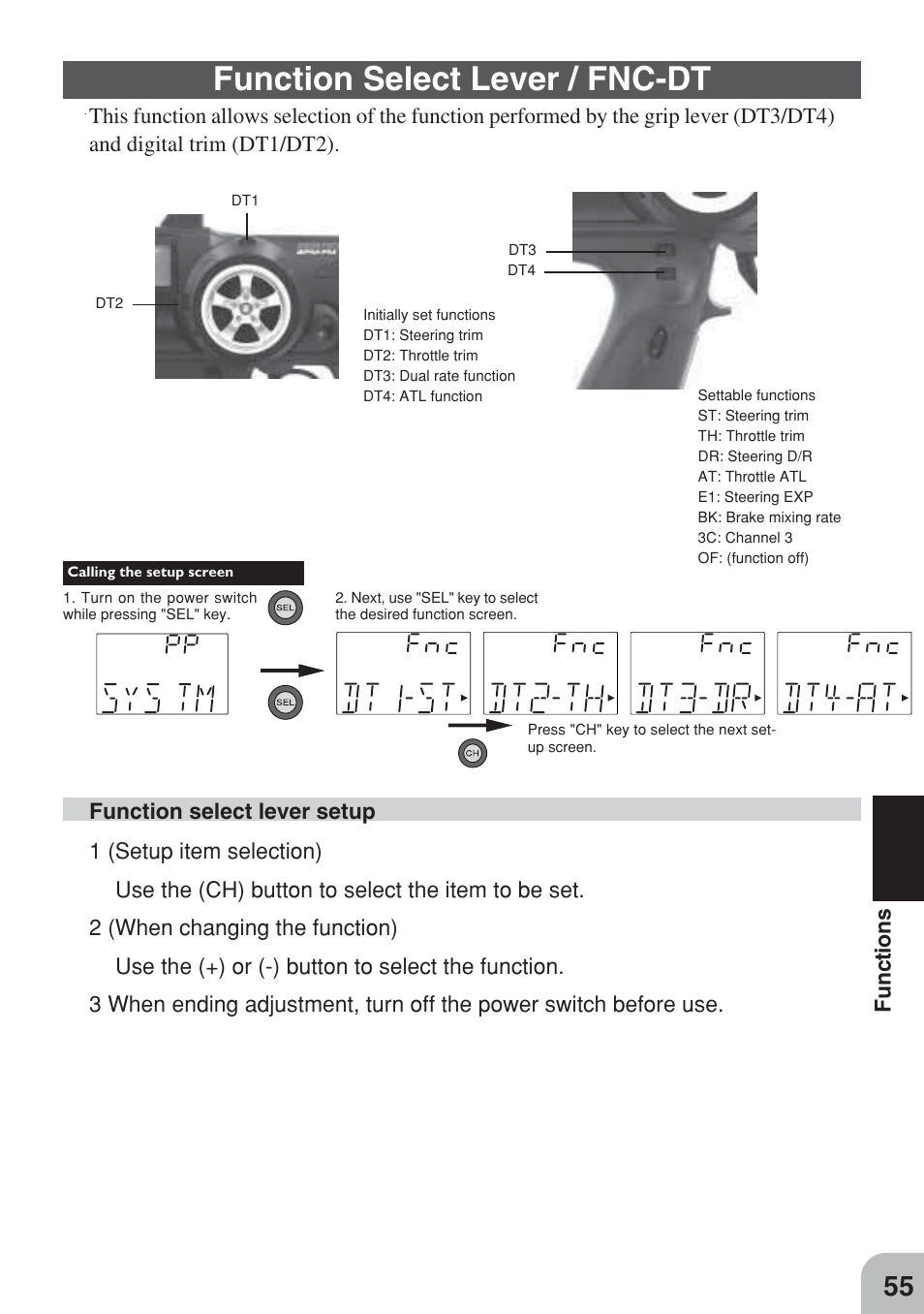 Function select lever / fnc-dt | Futaba 3PM FM, FS, FS Pro User Manual | Page 54 / 60