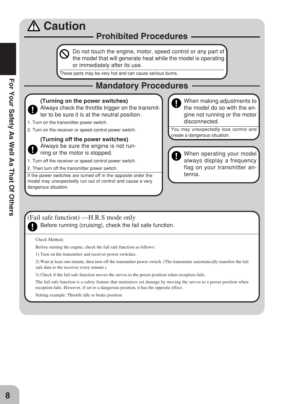 Caution, Prohibited procedures mandatory procedures | Futaba 3PM FM, FS, FS Pro User Manual | Page 7 / 60