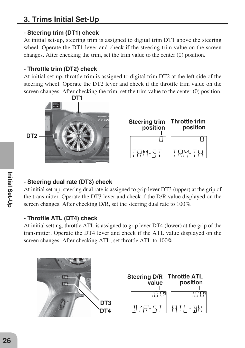 Trims initial set-up | Futaba 3PM-X 2.4GHz User Manual | Page 26 / 66