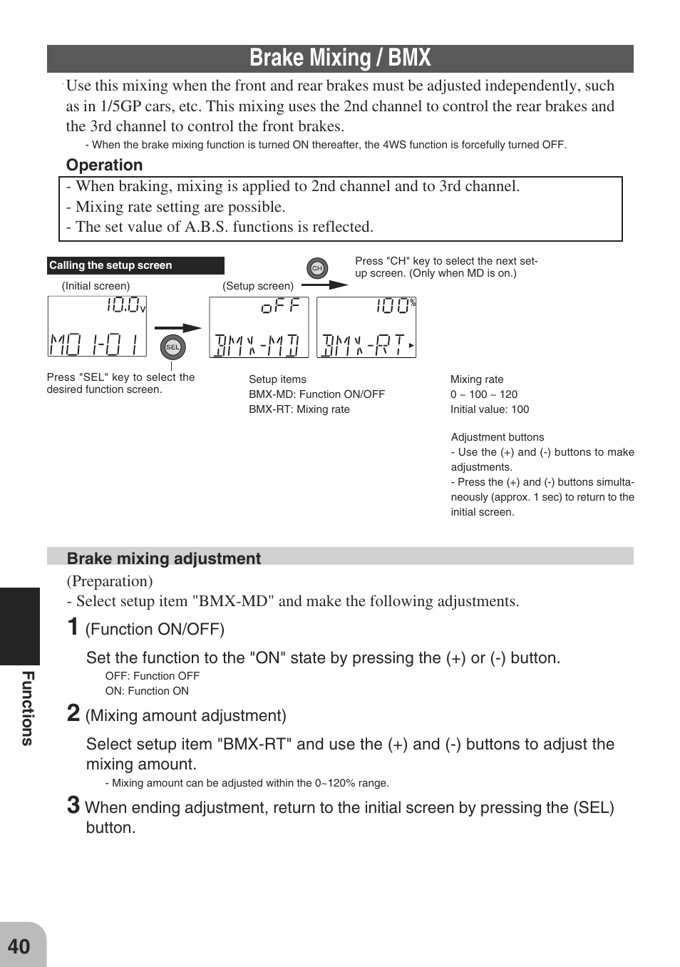 Brake mixing / bmx | Futaba 3PM-X 2.4GHz User Manual | Page 40 / 66
