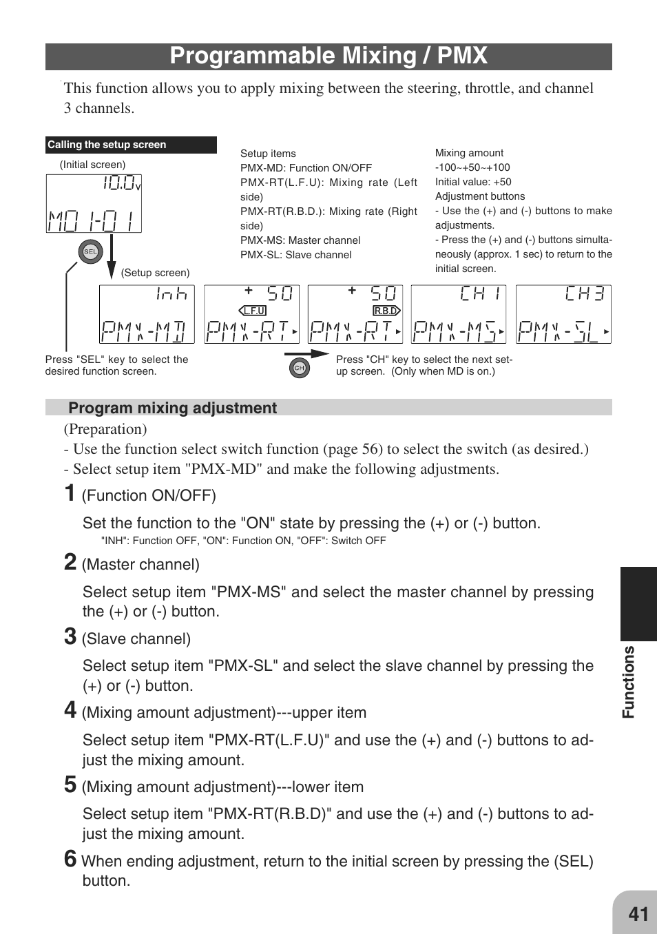 Programmable mixing / pmx | Futaba 3PM-X 2.4GHz User Manual | Page 41 / 66