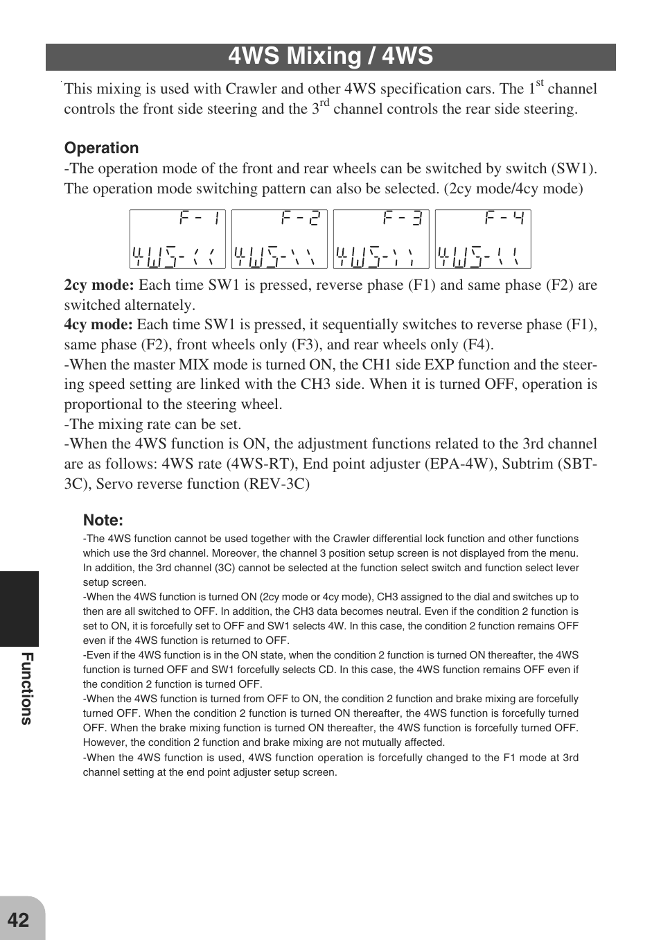 4ws mixing / 4ws | Futaba 3PM-X 2.4GHz User Manual | Page 42 / 66