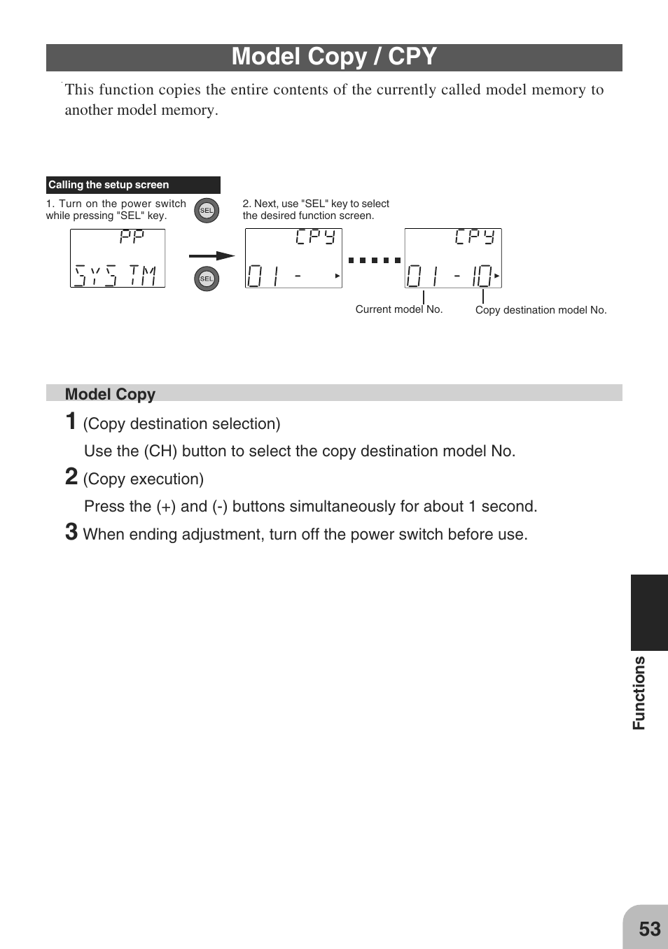 Model copy / cpy | Futaba 3PM-X 2.4GHz User Manual | Page 53 / 66