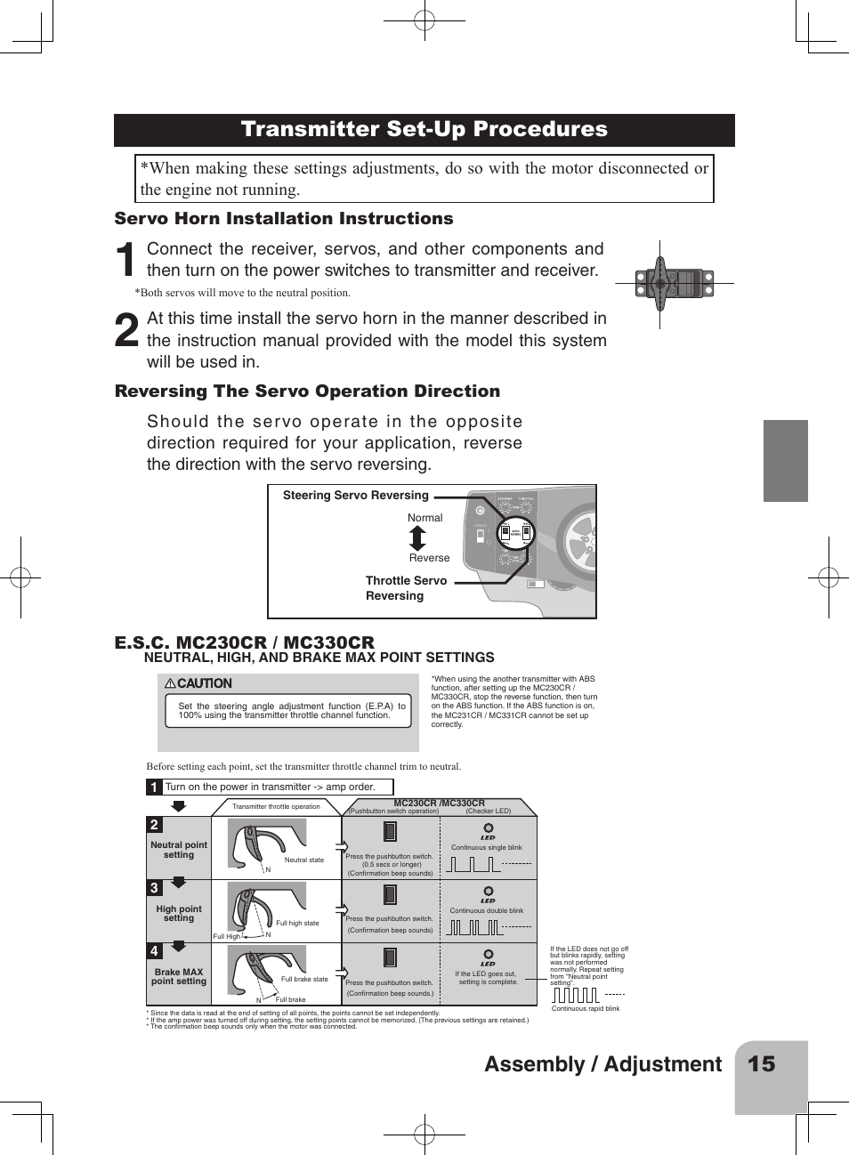 Servo horn installation instructions | Futaba 3PRKA 2.4GHz User Manual | Page 14 / 22