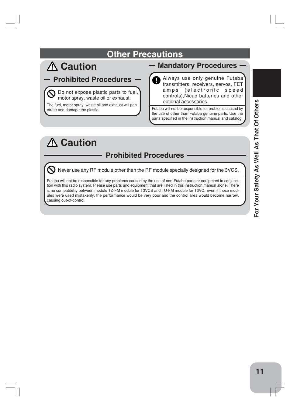 Caution, Other precautions | Futaba 3VCS User Manual | Page 10 / 112