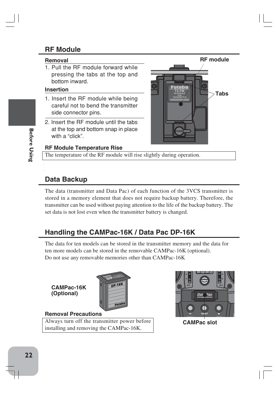 Rf module | Futaba 3VCS User Manual | Page 21 / 112