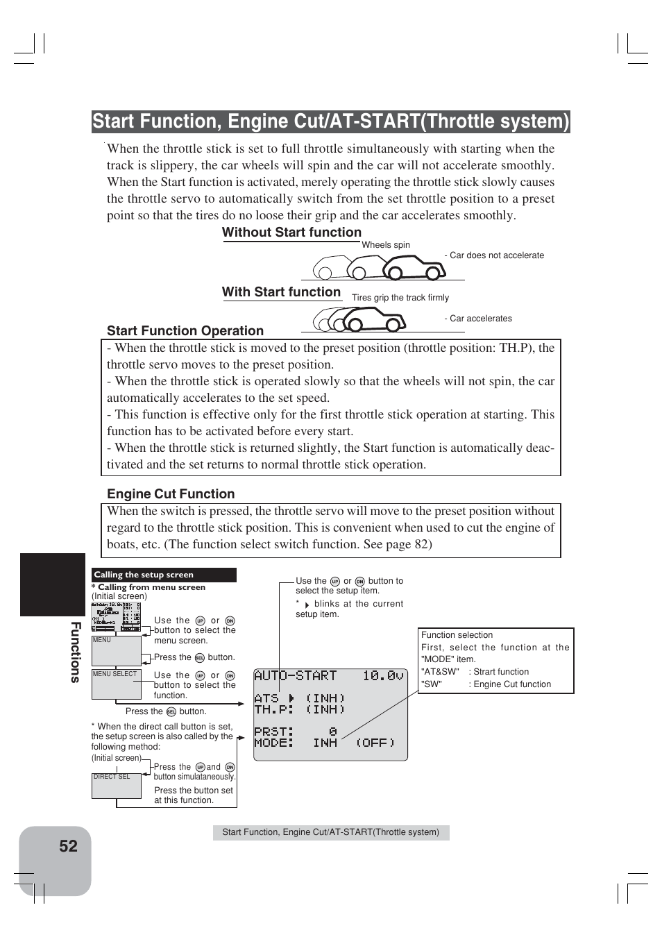 Functions, With start function | Futaba 3VCS User Manual | Page 51 / 112