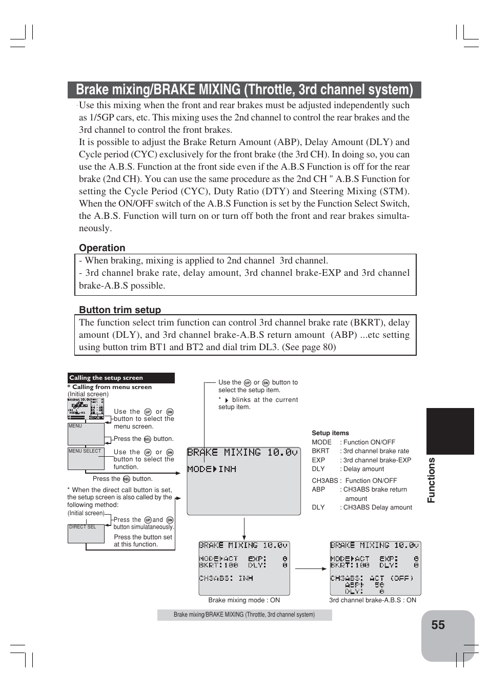 Functions | Futaba 3VCS User Manual | Page 54 / 112