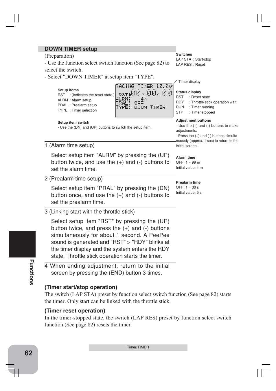 Functions | Futaba 3VCS User Manual | Page 61 / 112