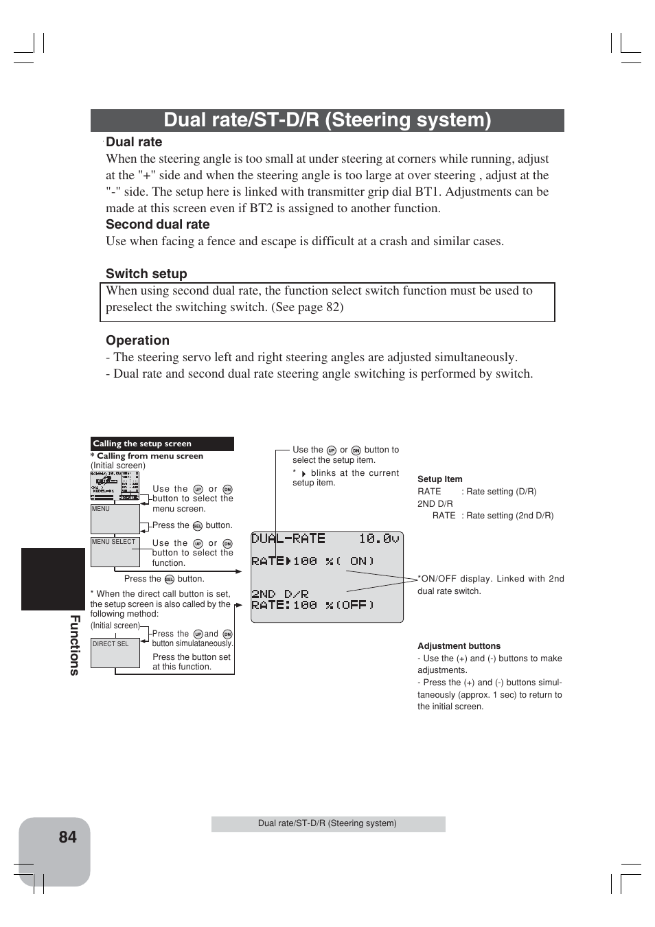 Dual rate/st-d/r (steering system), Functions | Futaba 3VCS User Manual | Page 83 / 112