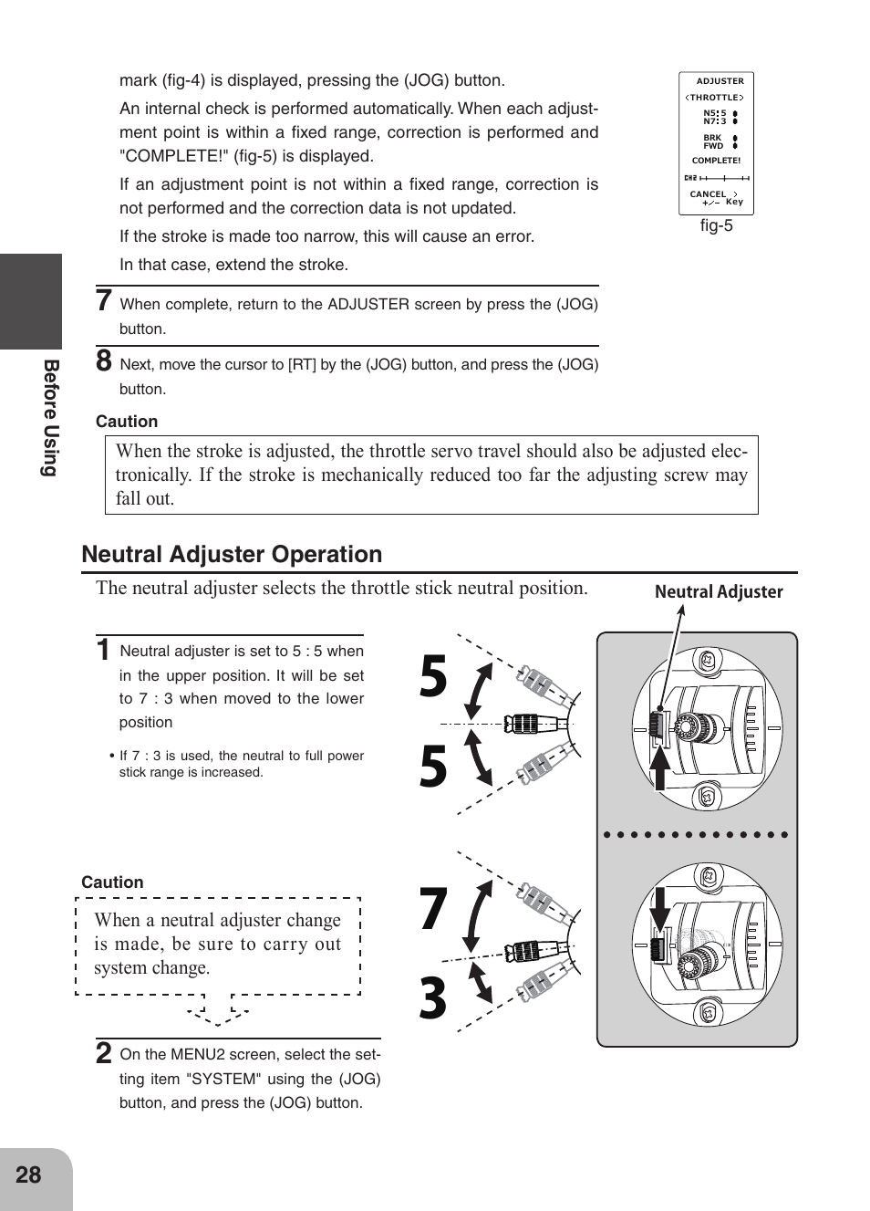 Neutral adjuster operation | Futaba 4GRS User Manual | Page 28 / 128