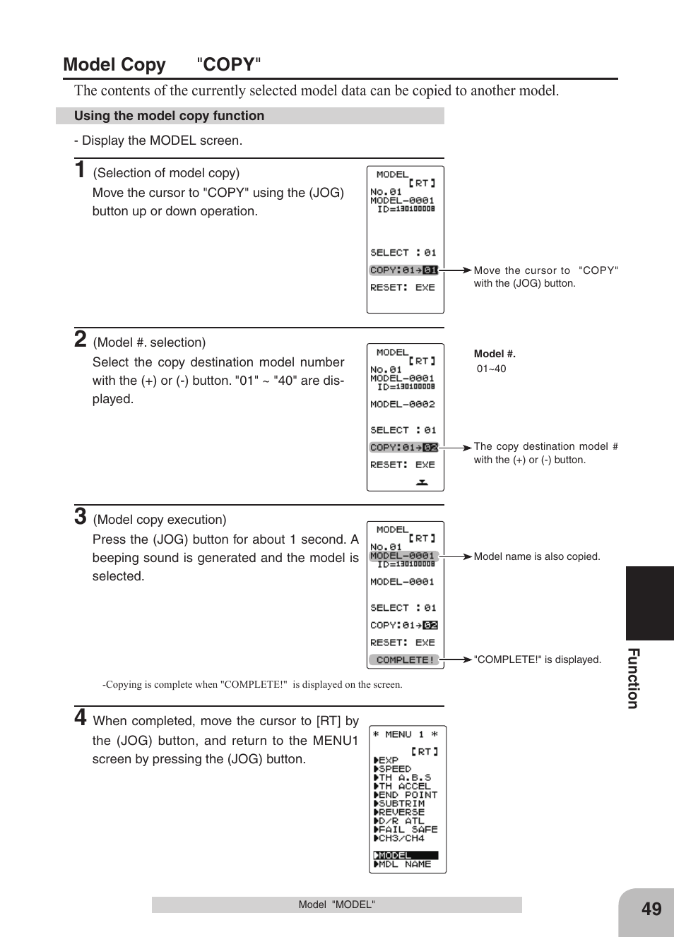 Model copy " copy | Futaba 4GRS User Manual | Page 49 / 128