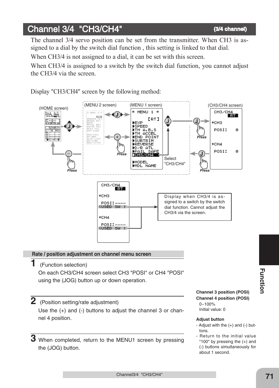 Channel 3/4 "ch3/ch4 | Futaba 4GRS User Manual | Page 71 / 128
