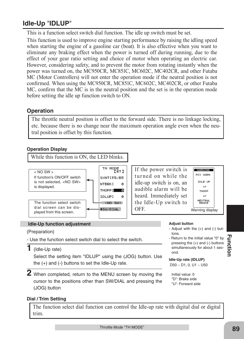 Idle-up " idlup | Futaba 4GRS User Manual | Page 89 / 128