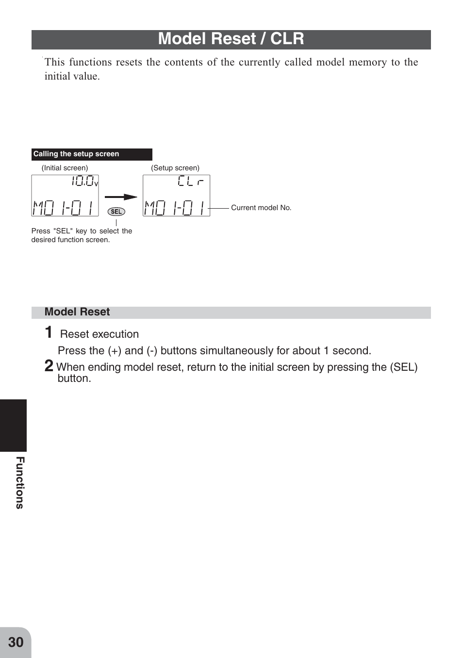 Model reset / clr | Futaba 4GWD User Manual | Page 29 / 36