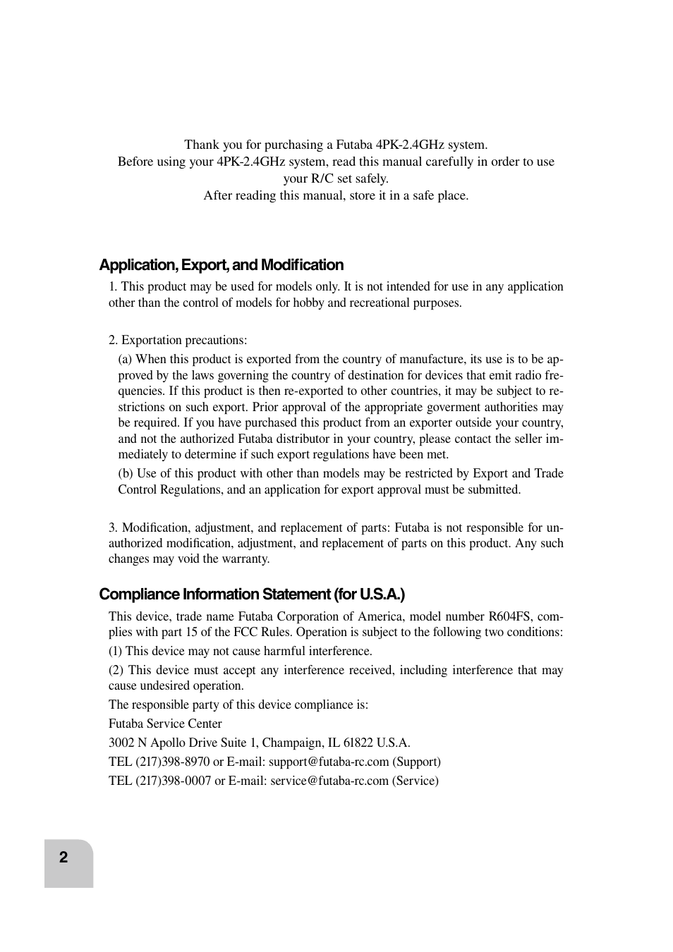 Futaba 4PK 2.4GHz User Manual | 125 pages