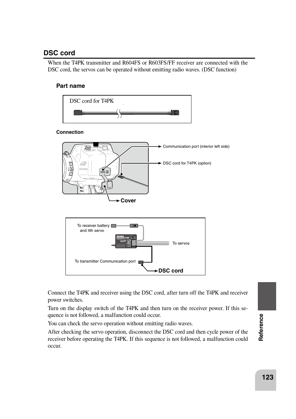 Dsc cord | Futaba 4PK 2.4GHz User Manual | Page 122 / 125