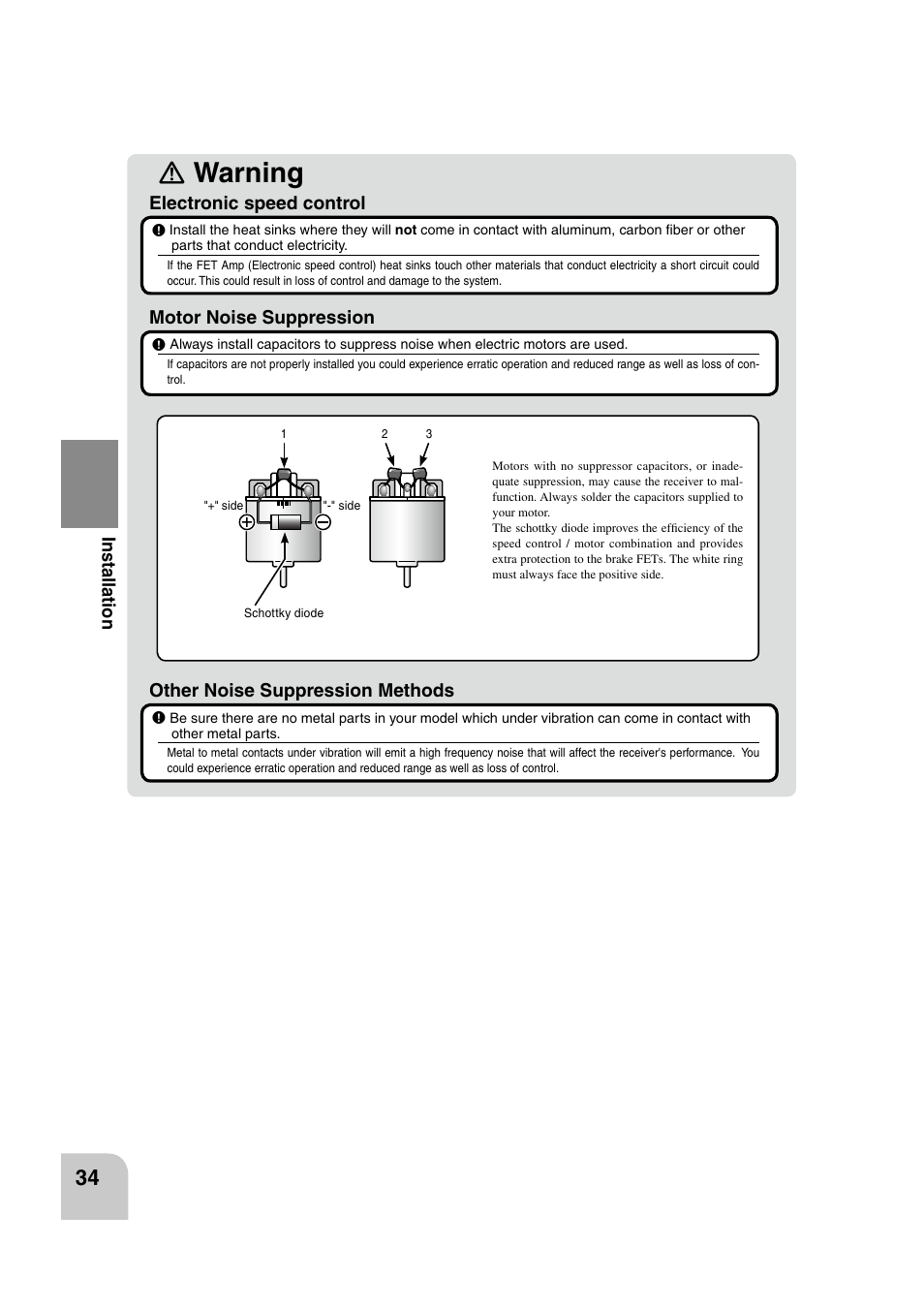 Ｎ warning, Other noise suppression methods | Futaba 4PK 2.4GHz User Manual | Page 33 / 125