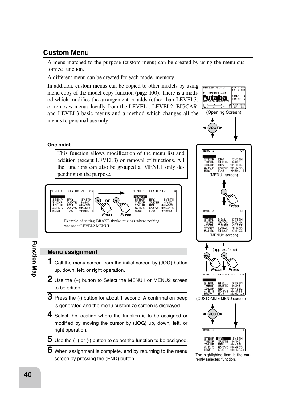 Custom menu | Futaba 4PK 2.4GHz User Manual | Page 39 / 125