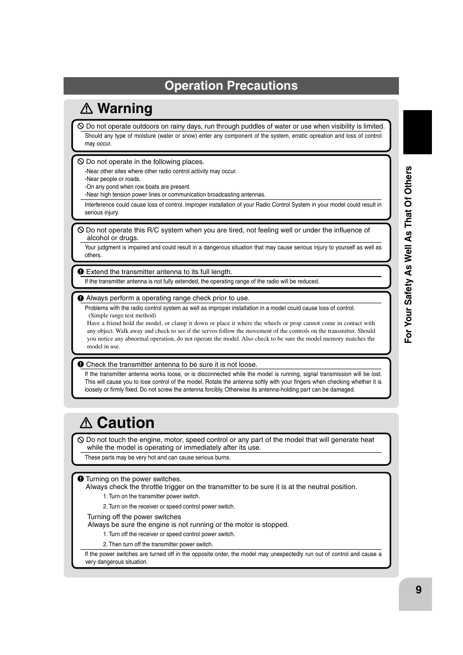 Caution, Ｎ warning, Operation precautions | Futaba 4PK 2.4GHz User Manual | Page 8 / 125