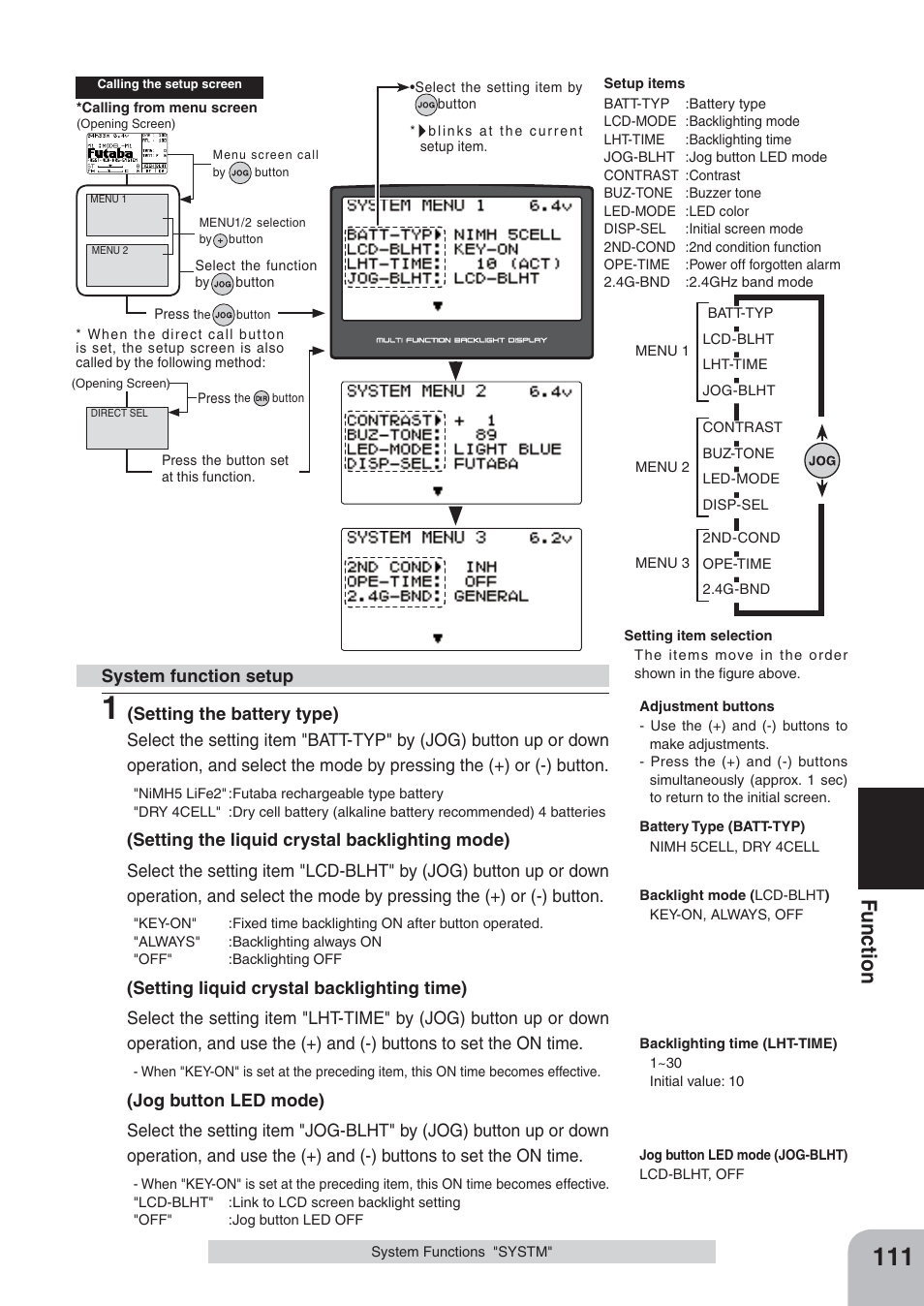 Fu n c tio n | Futaba 4PKS 2.4GHz User Manual | Page 111 / 129
