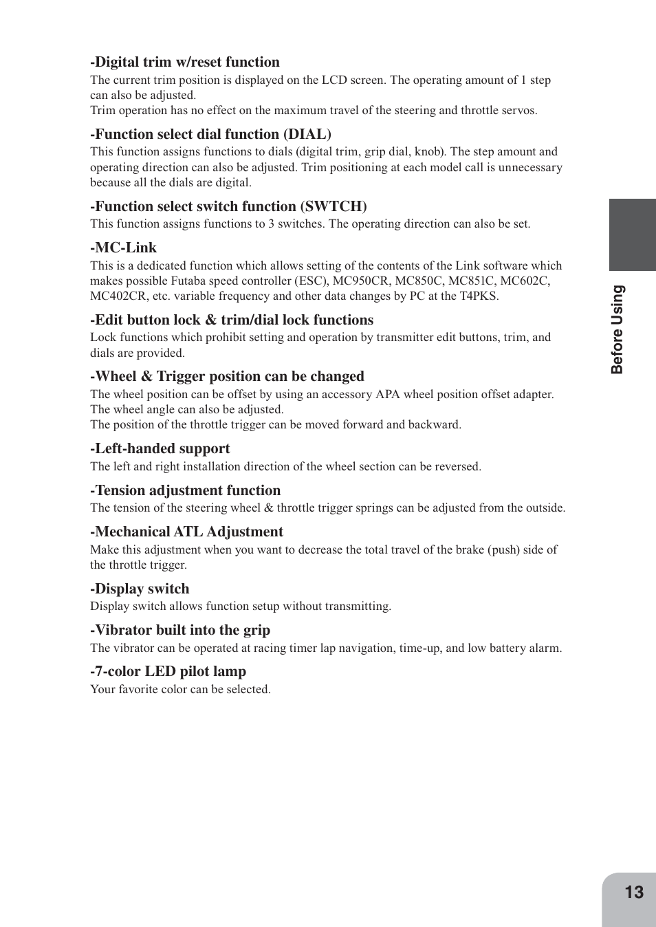 Futaba 4PKS 2.4GHz User Manual | Page 13 / 129