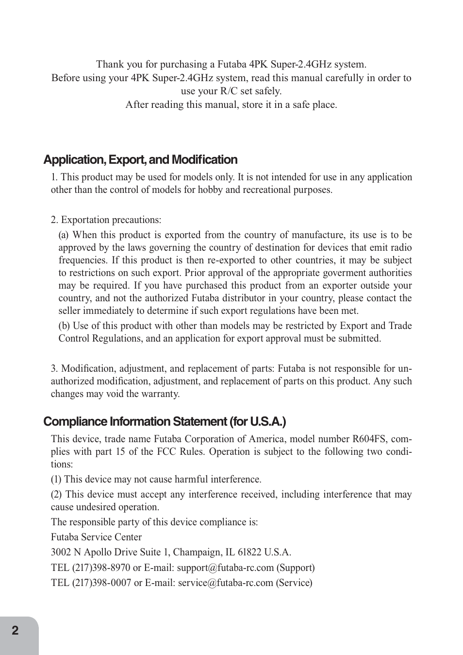 Futaba 4PKS 2.4GHz User Manual | Page 2 / 129