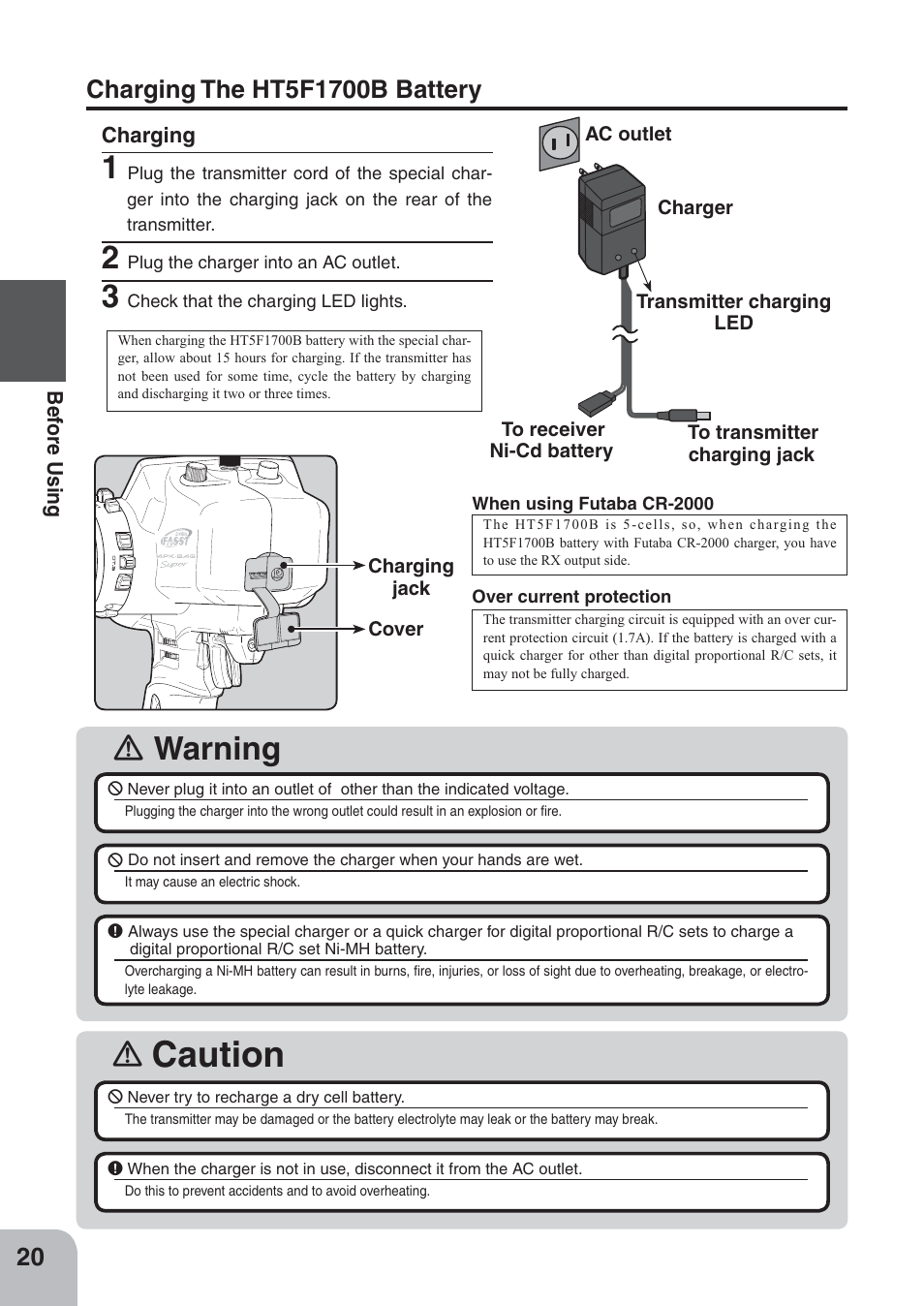 Caution, Ｎ warning | Futaba 4PKS 2.4GHz User Manual | Page 20 / 129