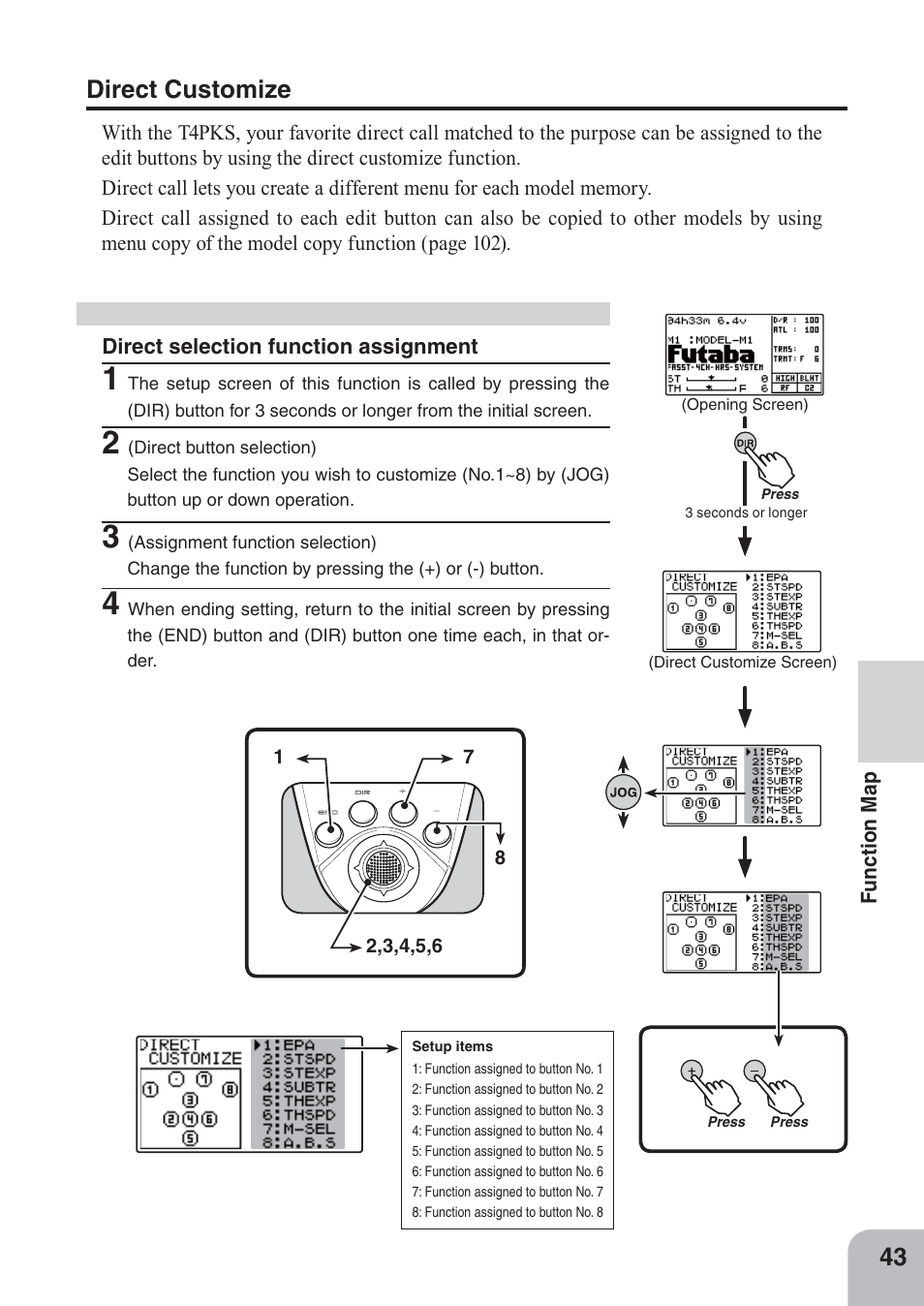 Direct customize | Futaba 4PKS 2.4GHz User Manual | Page 43 / 129