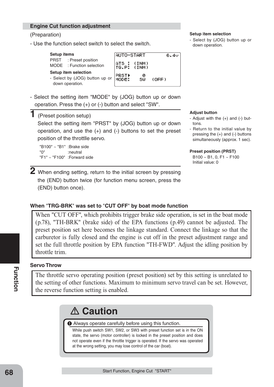 Ｎ caution, Fu n c tio n | Futaba 4PKS 2.4GHz User Manual | Page 68 / 129
