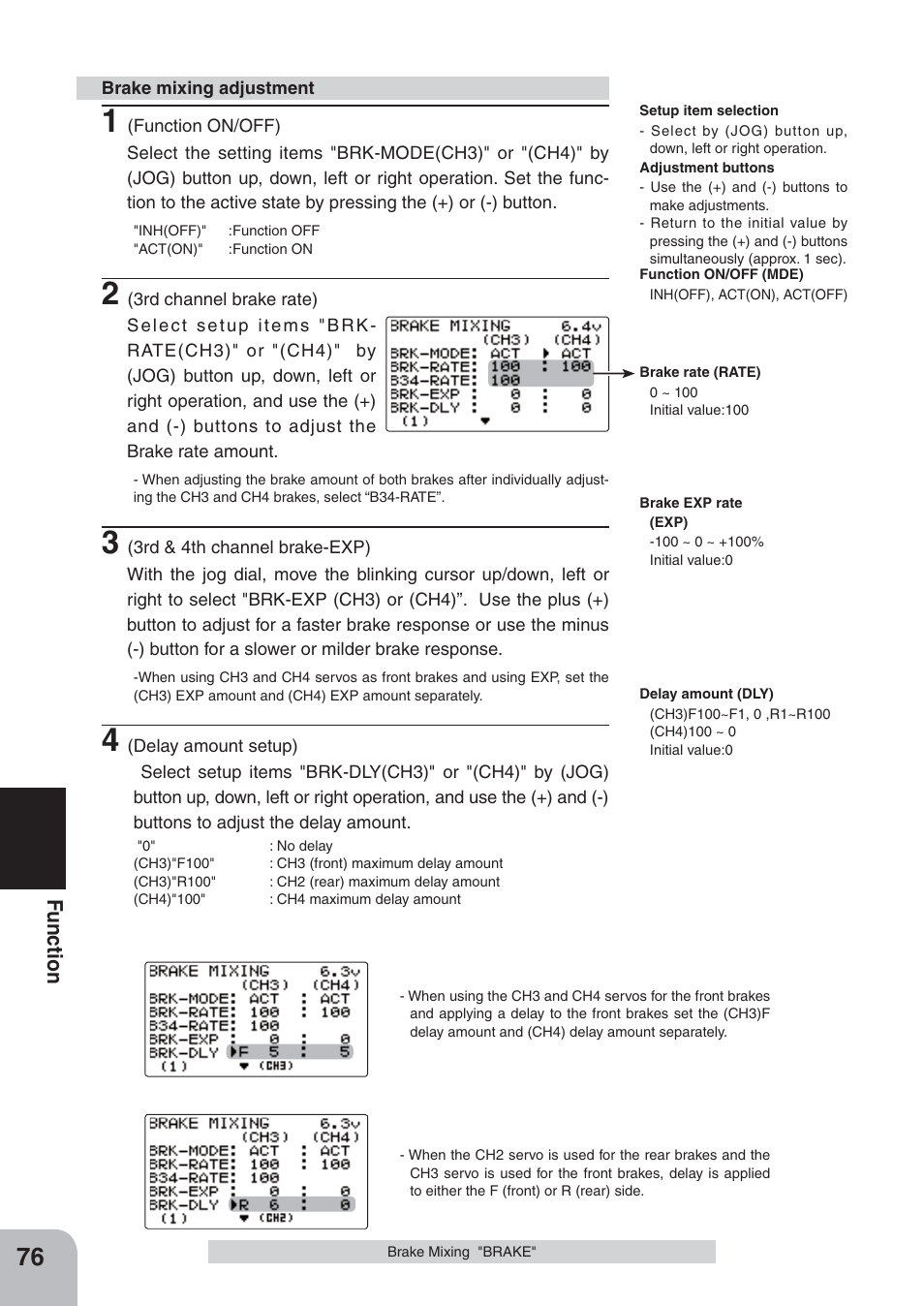 Fu n c tio n | Futaba 4PKS 2.4GHz User Manual | Page 76 / 129