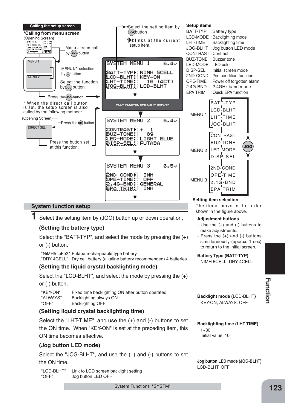 Fu n c tio n | Futaba 4PKS-R 2.4GHz User Manual | Page 123 / 142