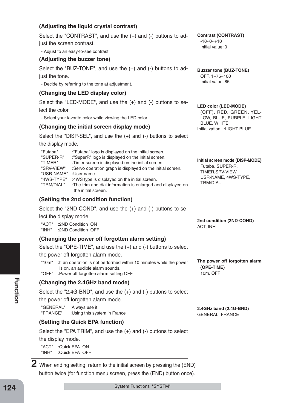 Fu n c tio n | Futaba 4PKS-R 2.4GHz User Manual | Page 124 / 142