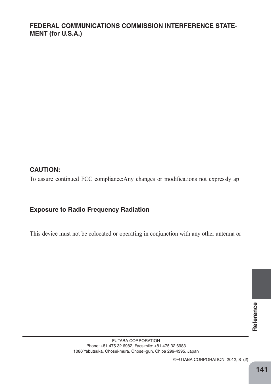 Futaba 4PKS-R 2.4GHz User Manual | Page 141 / 142