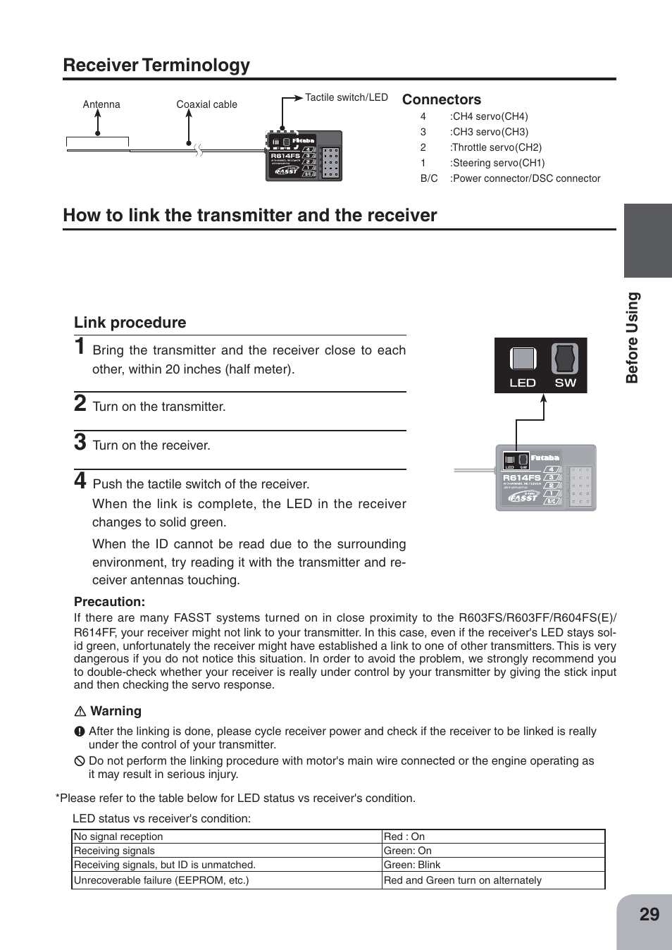 Be for e using | Futaba 4PKS-R 2.4GHz User Manual | Page 29 / 142