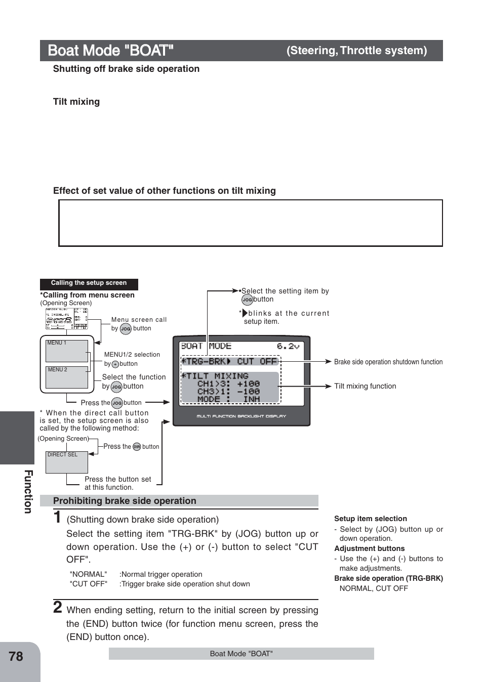 Fu n c tio n, Steering, throttle system) | Futaba 4PKS-R 2.4GHz User Manual | Page 78 / 142