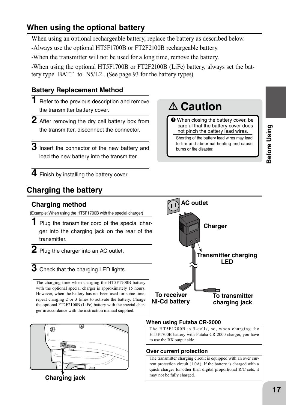 Caution | Futaba 4PL 2.4GHz FHSS User Manual | Page 17 / 105