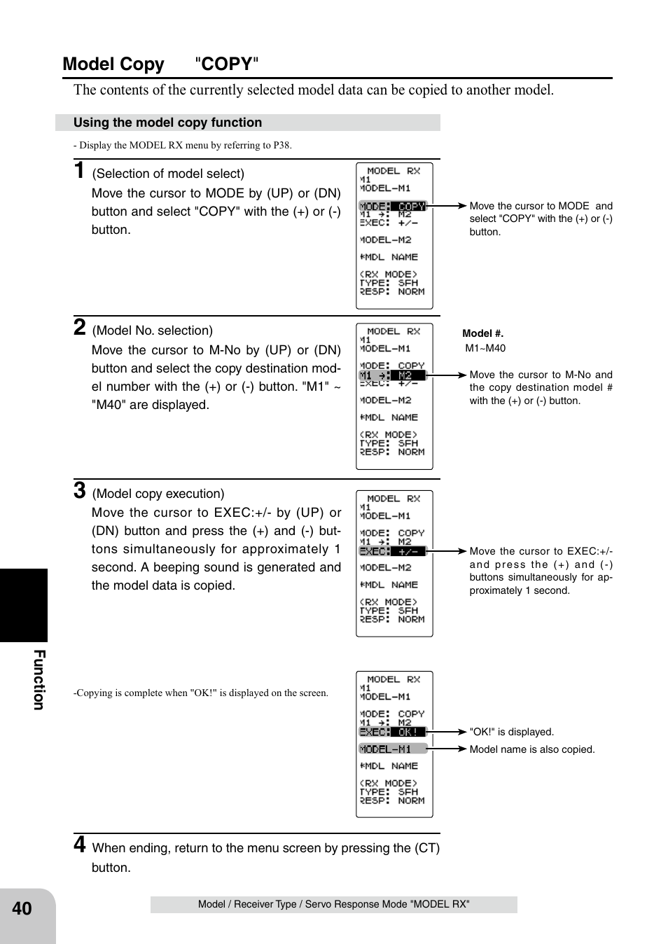 Model copy " copy | Futaba 4PL 2.4GHz FHSS User Manual | Page 40 / 105