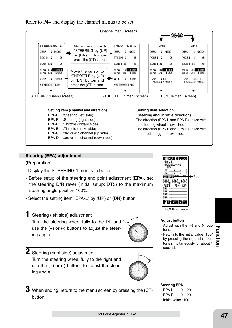 Fu n c tio n | Futaba 4PL 2.4GHz FHSS User Manual | Page 47 / 105