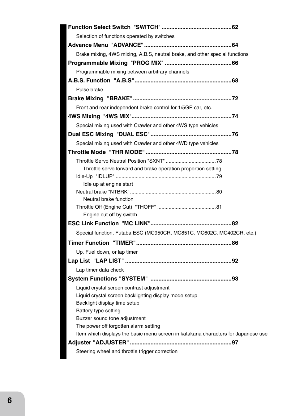 Futaba 4PL 2.4GHz FHSS User Manual | Page 6 / 105