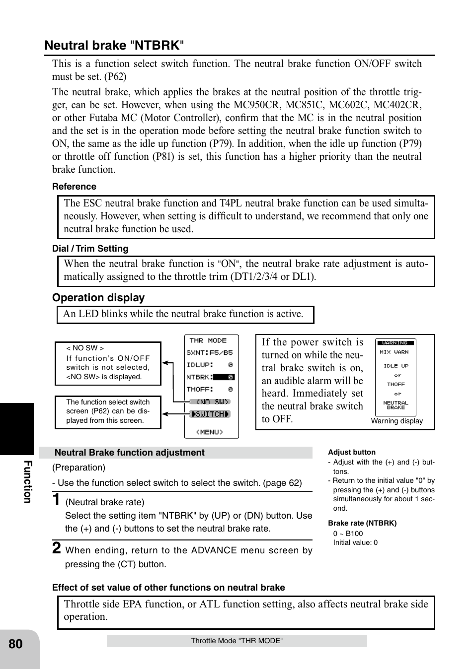 Neutral brake " ntbrk | Futaba 4PL 2.4GHz FHSS User Manual | Page 80 / 105