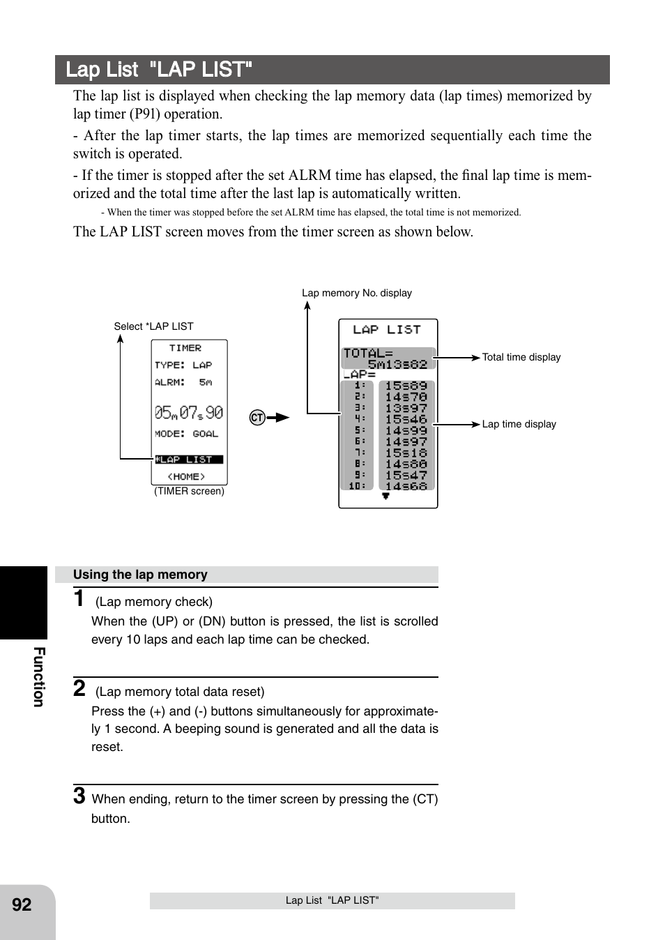 Lap list "lap list | Futaba 4PL 2.4GHz FHSS User Manual | Page 92 / 105