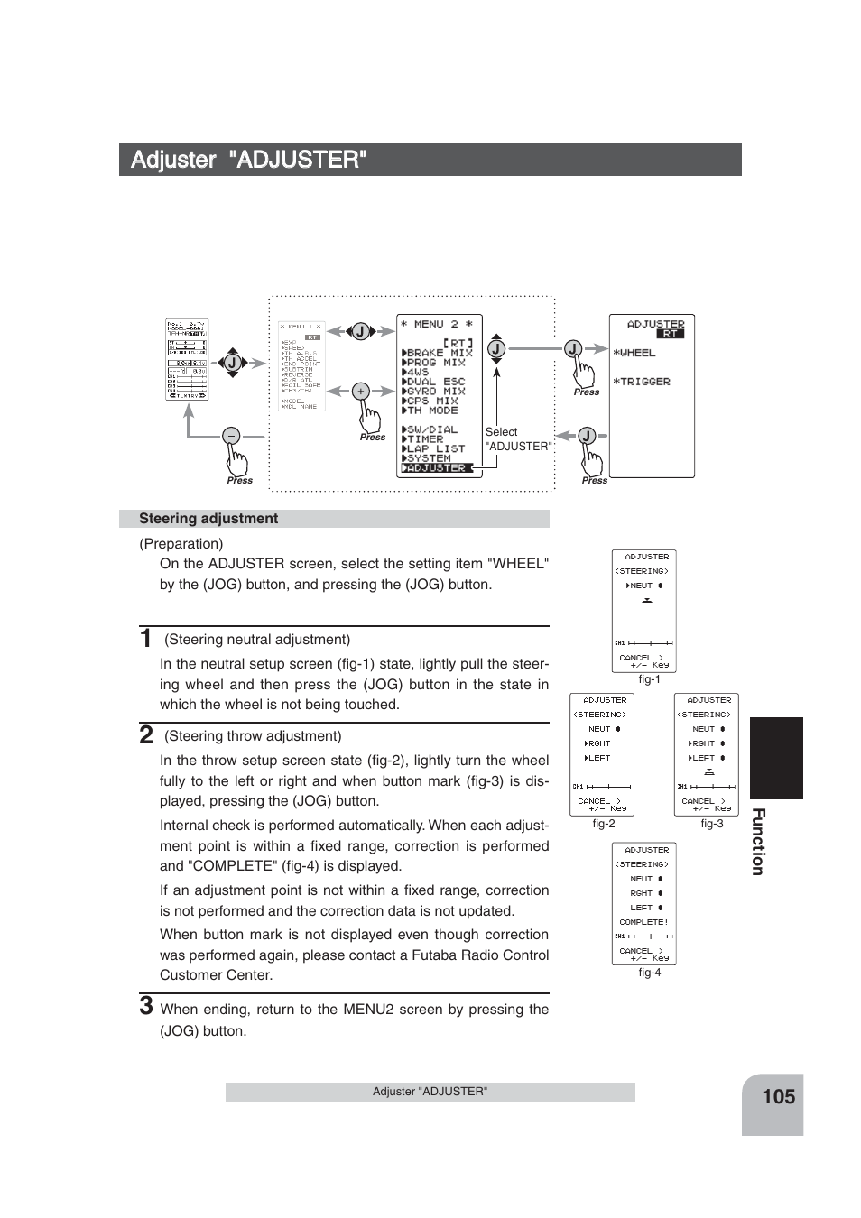 Adjuster "adjuster | Futaba 4PLS 2.4GHz FHSS User Manual | Page 105 / 121