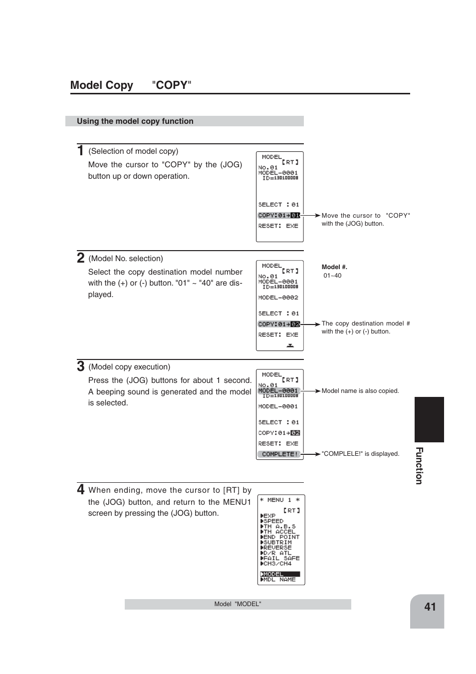 Model copy " copy | Futaba 4PLS 2.4GHz FHSS User Manual | Page 41 / 121