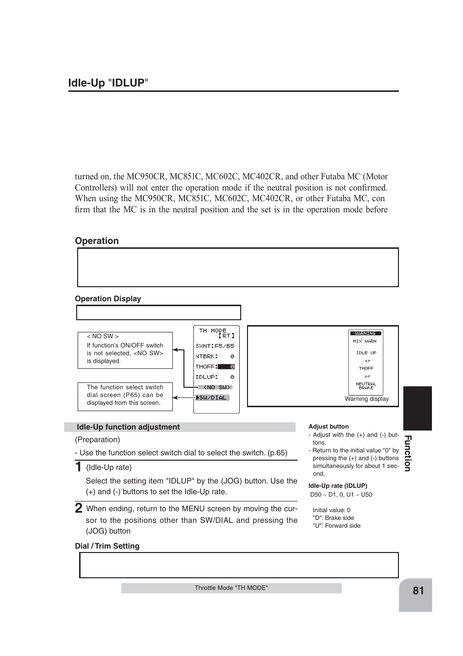 Idle-up " idlup | Futaba 4PLS 2.4GHz FHSS User Manual | Page 81 / 121