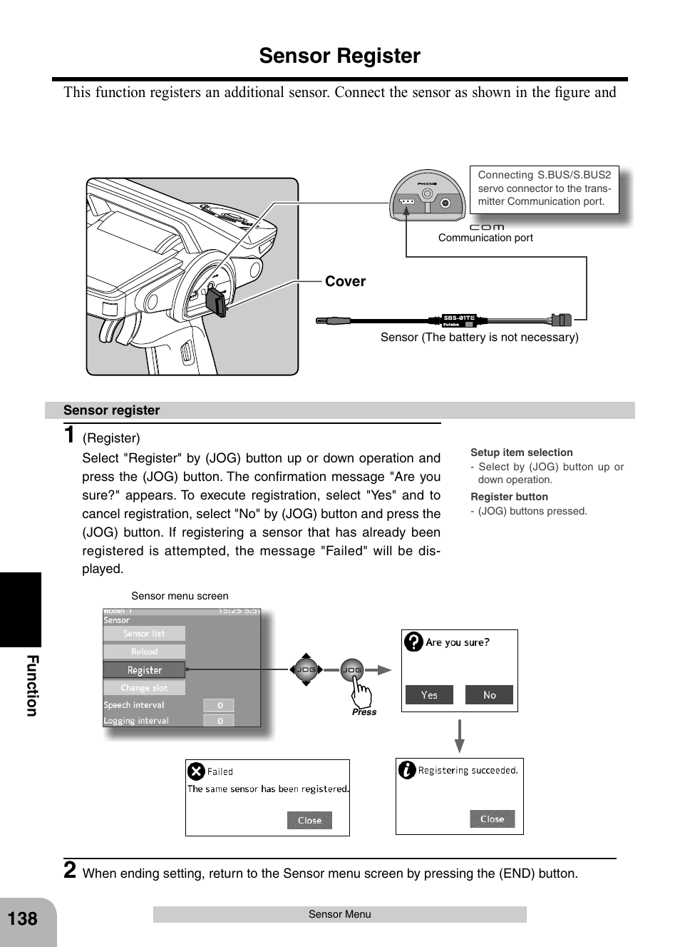 Sensor register | Futaba 4PX 2.4GHz FASST T-FHSS S-FHSS User Manual | Page 138 / 164