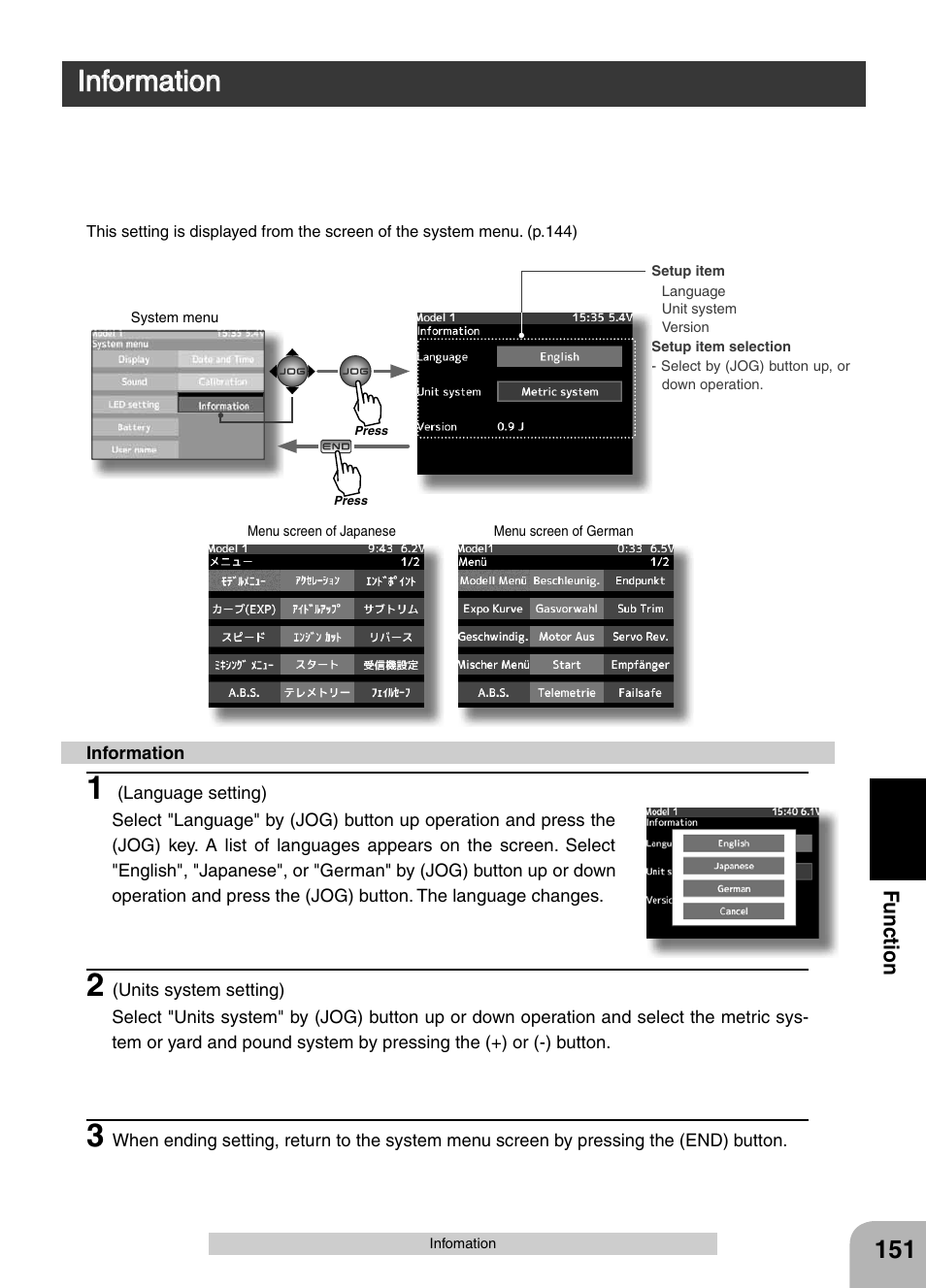 Information | Futaba 4PX 2.4GHz FASST T-FHSS S-FHSS User Manual | Page 151 / 164